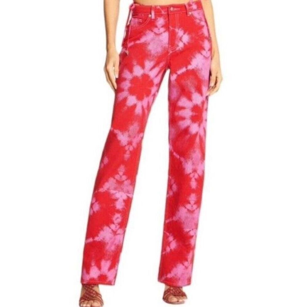 NEW NWT I.am.Gia Red tie dye DOLLS KILL Wide Leg JEANS sz XXS